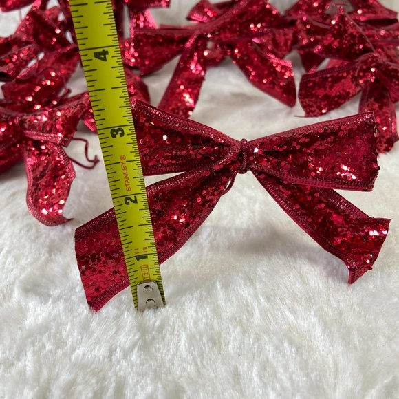 Set of 17 Red glitter holiday Christmas reusable Bows - Picture 7 of 8
